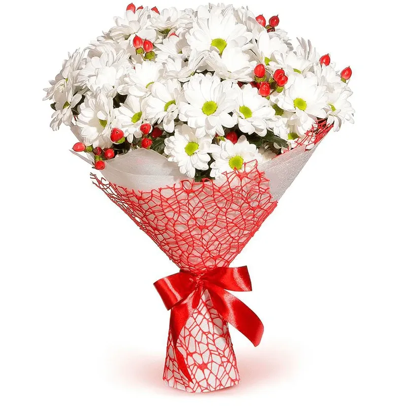 Букет из хризантем «Зимняя нежность»